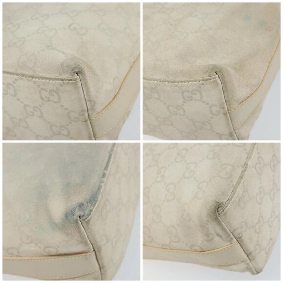 GUCCI GG Canvas Shoulder Bag Suede White Silver 000 0602 Auth am10075 - Picture 15 of 16